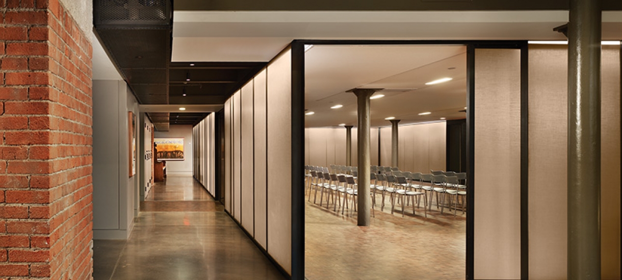 The multifaith center meeting space is modern and spacious