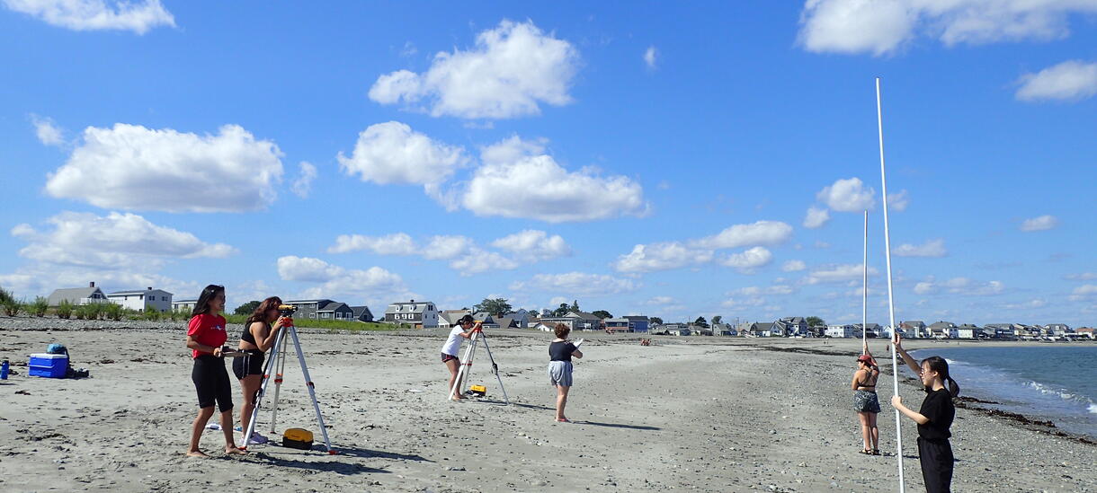 Making beach profiles at Winthrop Beach!