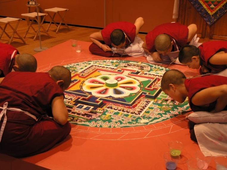 Installation view, Circles of Healing, Circles of Peace: Sacred Sand Mandala Created by Tibetan Buddhist Nuns, 2005.