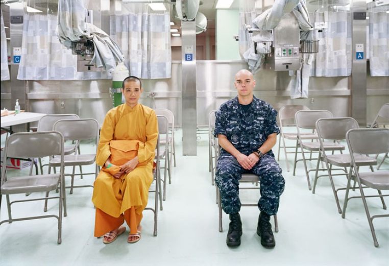 An-My Lê, Patient Admission, US Naval Hospital Ship Mercy, Vietnam, 2010. Archival pigment print, 40 x 56 1/2 inches (101.6 x 143.5 cm). Edition of 5. Courtesy Murray Guy.