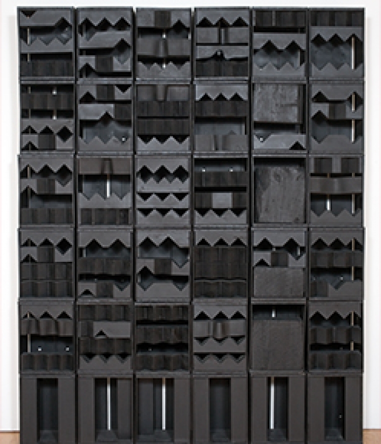 Louise Nevelson, Luminous Zag, 1971 Painted wood overall: 96 in. x 76 in. x 10 in. (243.8 cm x 193 cm x 25.4 cm); base: 18 in. (45.7 cm) Gift of Milly and Arne Glimcher (Mildred L. Cooper, Class of 1961) in honor of Louise Nevelson 1986.2