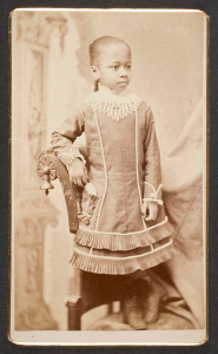 J. Rennie Smith Photography, Portrait of an African-American Girl, 19th century. Carte-de-visite, image: 3 15/16 in. x 2 3/8 in. (10 cm x 6 cm). Gift of Rosamond Brown Vaule (Class of 1959), 2011.122
