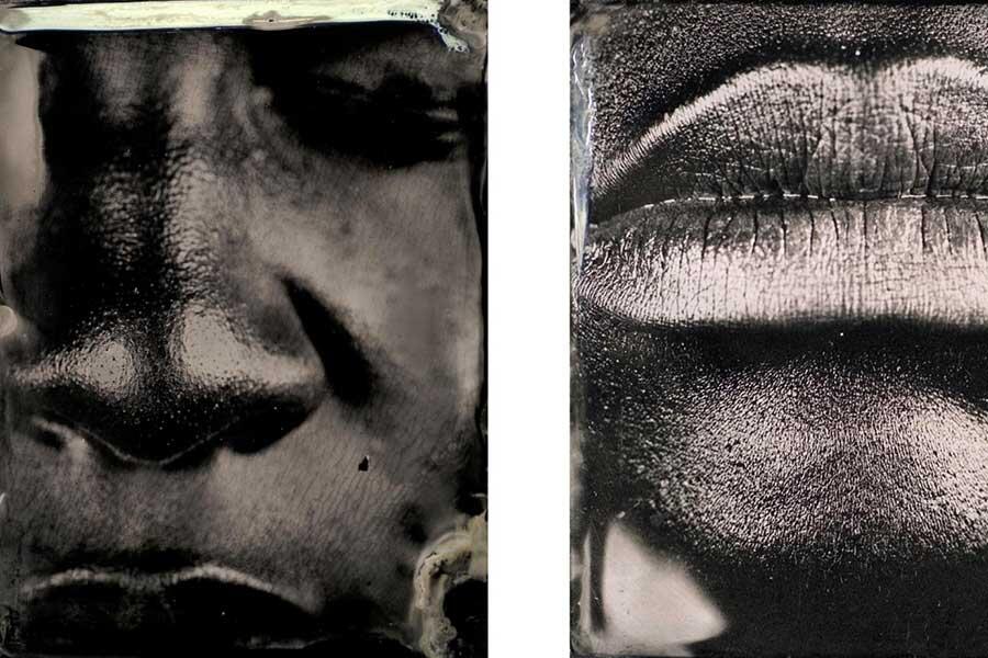 photo collage of a person's face