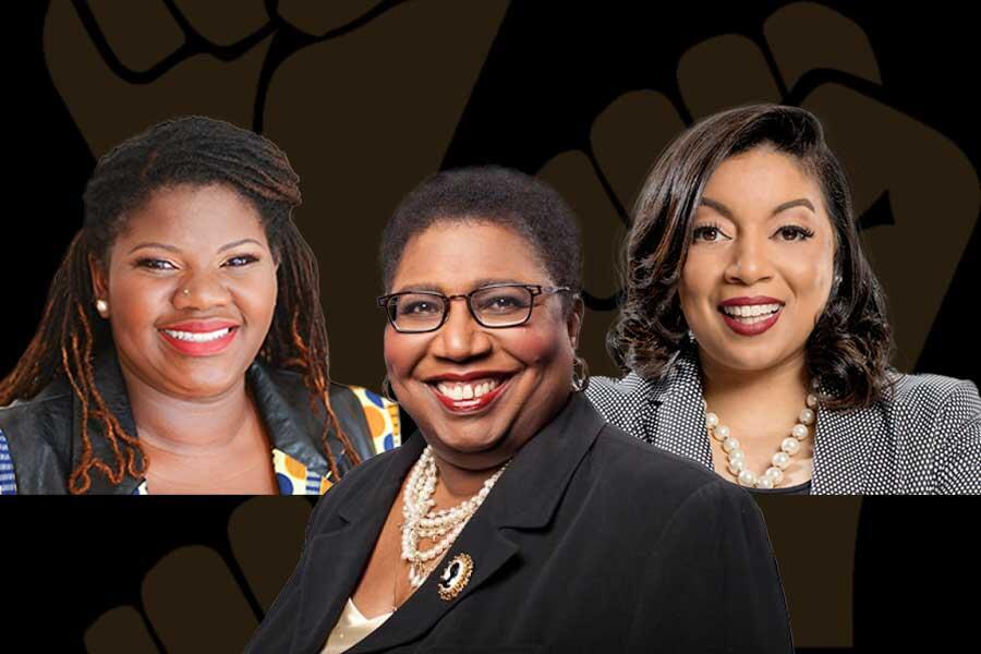 Kellie Carter Jackson, Callie Crossley ’73, Liz Miranda ’02