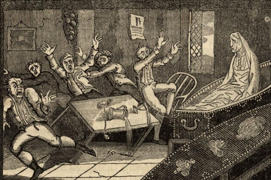 19th century etching depicting "Half-Hangit Maggie"