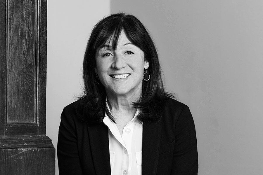 black and white image of smiling woman