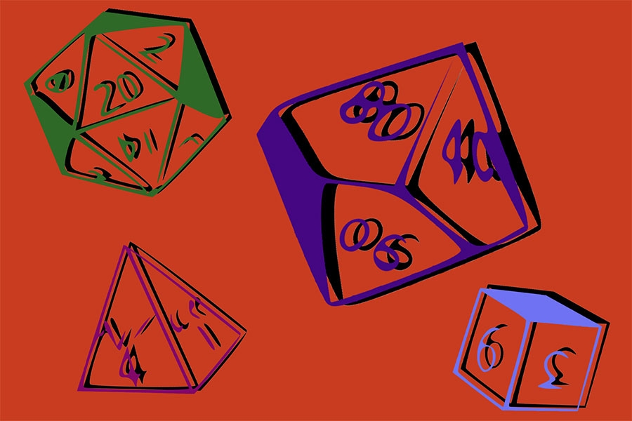 image of a variety of dice from Dungeons and Dragons