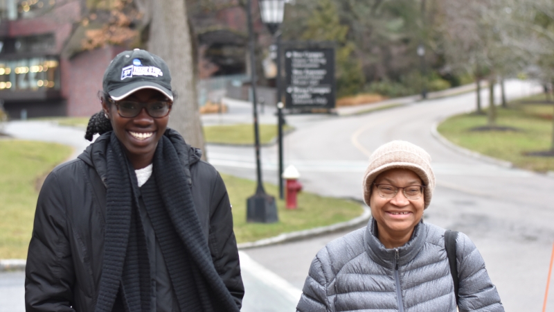 Students smiling at the camera 