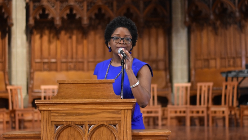 Women speaking at Interfaith Service