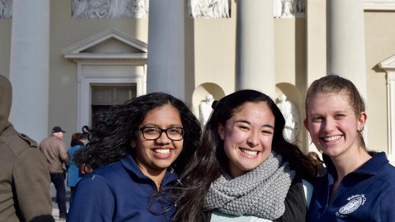 three choir students on a trip