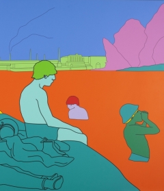 Michael Craig-Martin, Reconstructing Seurat (orange), 2004. Acrylic on aluminum panel, 73 5/8 in. x 110 1/4 in. Extended loan from Mildred Goldsmith Palley (Class of 1978).