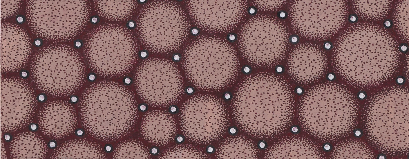 Textile design with a seamless pattern of circles and pearls