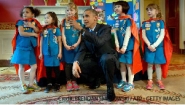 President Obama with girls at the 2015 White House Science Fair