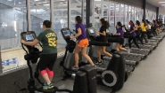 students exercising in the new fitness center