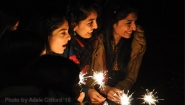 Wellesley students light sparklers to celebrate Diwali (photo: Adele Clifford '16)