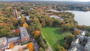 An aerial shot of the Wellesley College campus in the fall