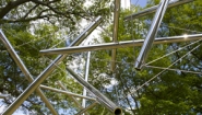 Photo of Kenneth Snelson's Sculpture Mozart III on the Wellesley College campus