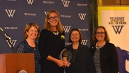 Liza Janssen Petra '94, shown second left, was inducted into Wellesley's Athletics Hall of Fame in 2014, and the New England Basketball Hall of Fame this weekend.