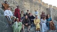 Leilani Stacy ’18, Silvia Pera ’18 and Kristina Stark ’17, and others, dressed in medieval style clothing in Portgual