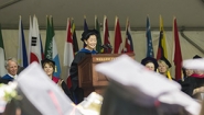 Lulu Chow Wang '66 addresses the Wellesley College Class of 2016. 