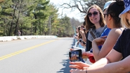 Wellesley students gather for the 2016 Boston Marathon Scream Tunnel