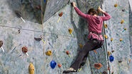 Exercise Enhances Students’ Lives, on Campus and Beyond Rock climbing demonstrated by Katherine Morris ’17.