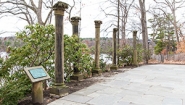 Pillars from Wellesley’s old College Hall stand in Tower Court