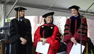 shaer, rodensky, and gleason smile on stage 