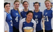 Wellesley volleyball team holds seven sisters championship cup