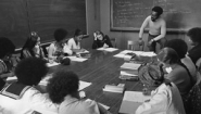 vintage photo: 1974 Black Studies classroom with 12 students and 1 professor