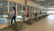 architects rendering of new workout space with people on eliptical machines