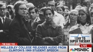 Historic photo of Hillary Rodham Clinton '69 as broadcast by MSNBC