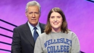 Laura Rigge with Jeopardy host Alex Trebek