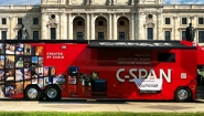 red c-span bus