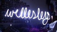 Wellesley written in Neon; a finalist in a student photo contest