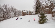 Traying/sledding down Severance Hill