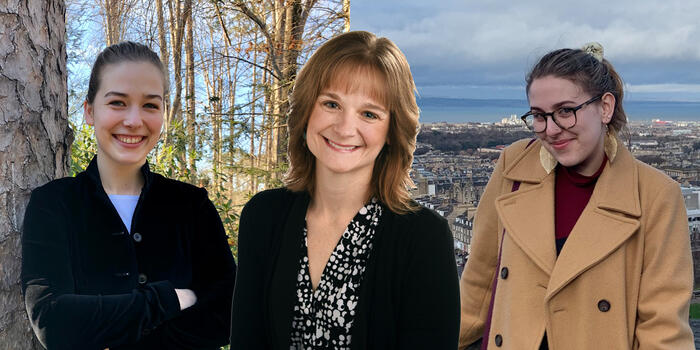 Olivia Postel ’21, Angela Bahns, Mira Carlinnia ’21