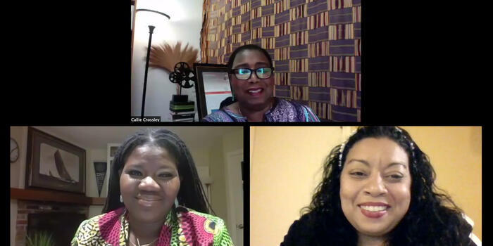 Liz Miranda ’02, Callie Crossley, Kellie Carter Jackson