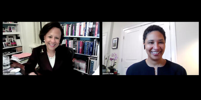 paula johnson and danielle allen talk over zoom