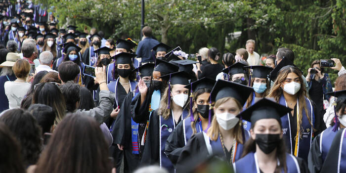 Class of 2022 processes to the stage.