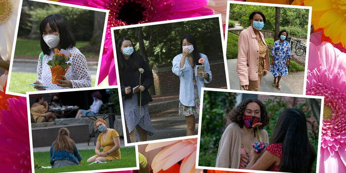 collage of people holding flowers