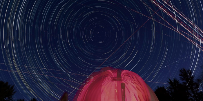 Timelapse photo of Whitin Observatory. 