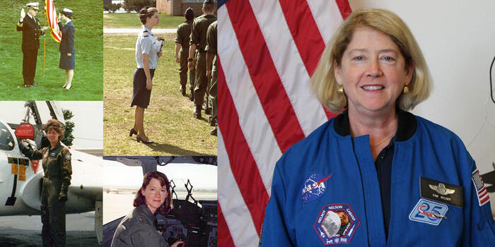 A collage of photos from Pam Melroy’s career.