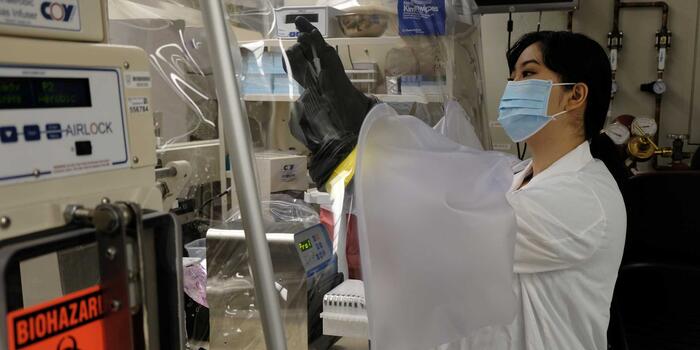 Stephanie Song ’19 working in a lab