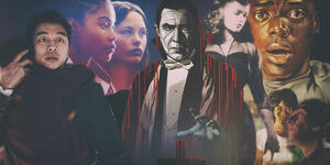 collage of horror film scence