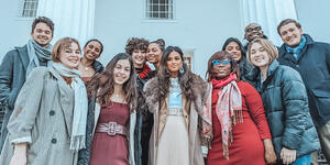 Habiba Choudhury stands with other participants in the transformative justice leaders program for a group photo