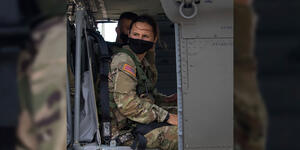 Isabella Van Atten ’21 in a helicopter