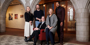 A portrait of the five faculty members who received Mellon grant funding