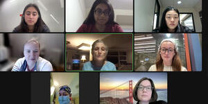 Students and alums meet over Zoom.