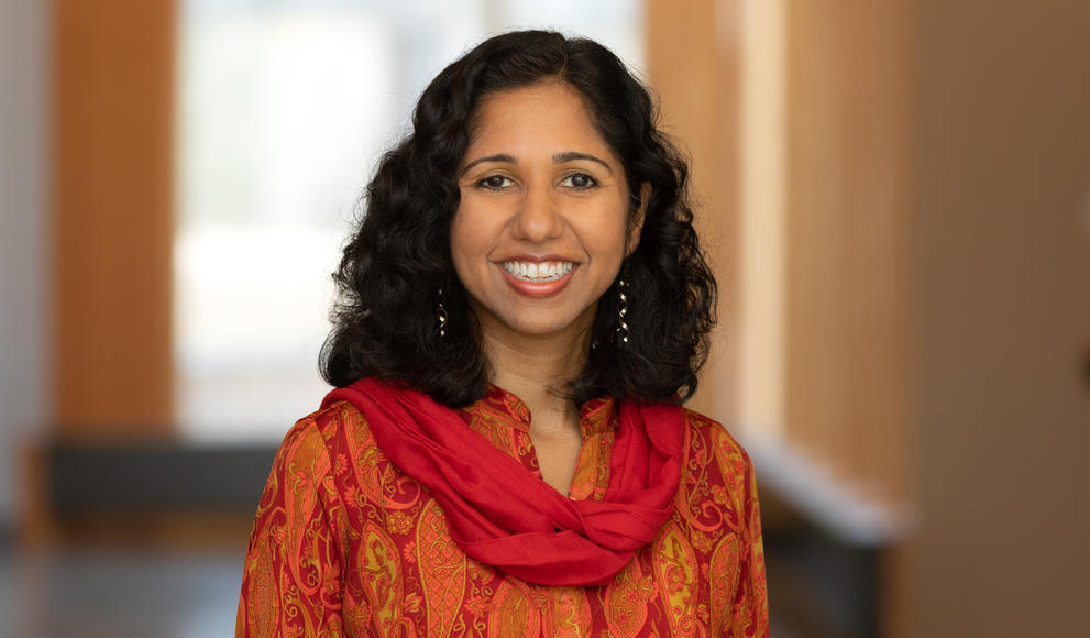 Portrait of Mala Radhakrishnan, professor of chemistry at Wellesley College